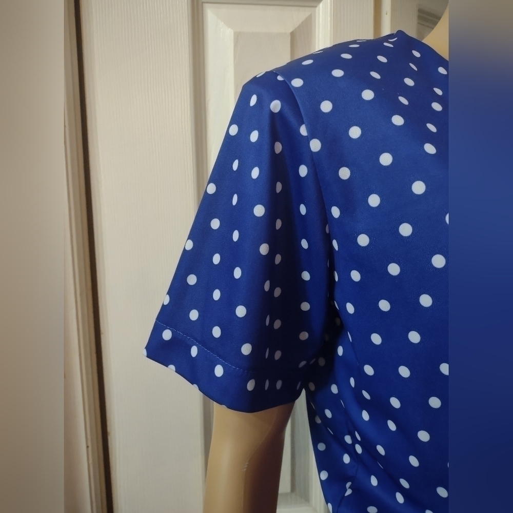 Anthony Richards women's size 8 petite blue with polka dot dress - Picture 3 of 8